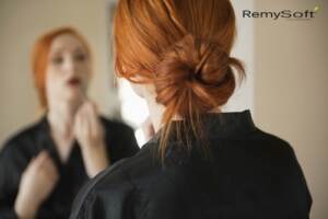 Create a simple bun with hair products for remy hair.